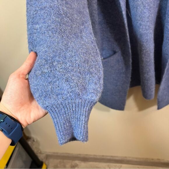 Beryll Cashmere Cardigan Womens One Size Vivian Denim Blue Hooded Longline OS - Picture 5 of 15